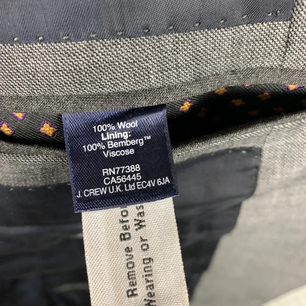 J.Crew Ludlow Suit Jacket Blazer 38S Gray Slim Fit Italian Tollegno Wool $425‎